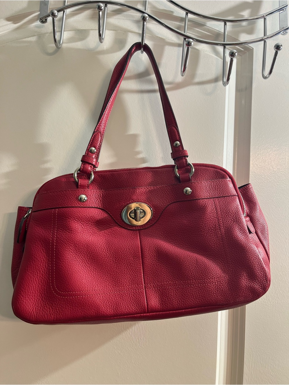 Coach Red Leather Penelope Turnlock Satchel